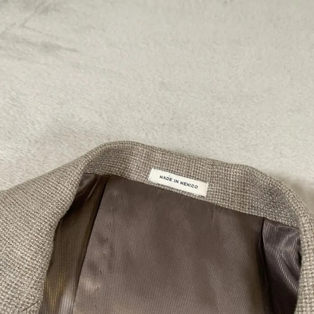 Joseph Abboud Men’s 44R Blazer Tan Wool Silk Linen Blend Sport‎ Coat Two Button